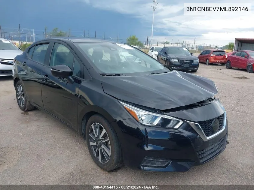 2021 Nissan Versa Sv VIN: 3N1CN8EV7ML892146 Lot: 40154415