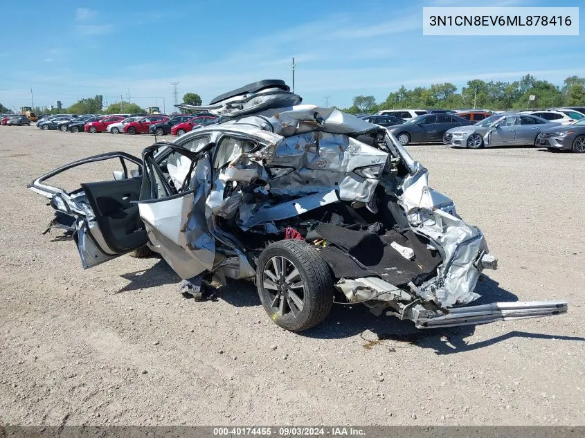 2021 Nissan Versa Sv Xtronic Cvt VIN: 3N1CN8EV6ML878416 Lot: 40174455