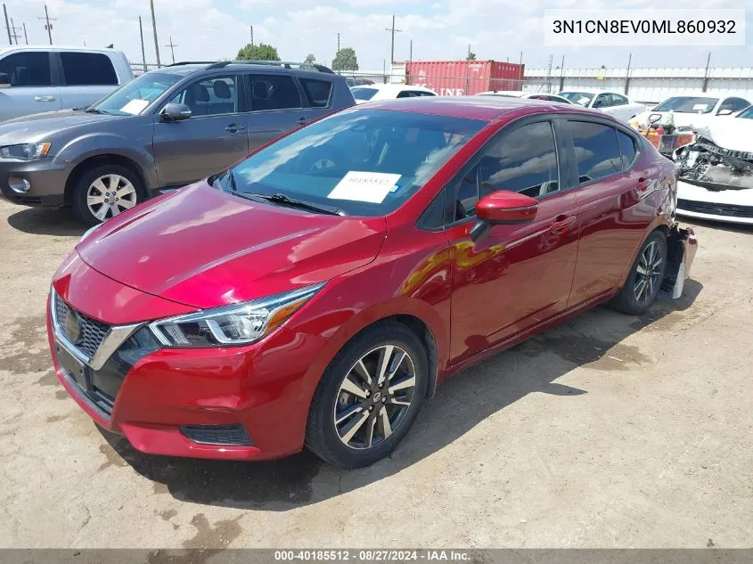 2021 Nissan Versa Sv Xtronic Cvt VIN: 3N1CN8EV0ML860932 Lot: 40185512