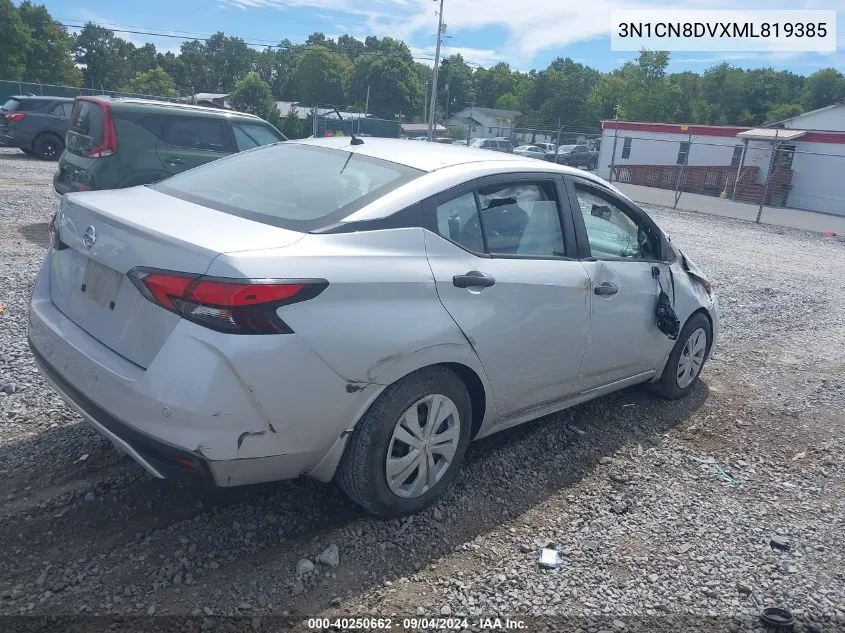 2021 Nissan Versa S Xtronic Cvt VIN: 3N1CN8DVXML819385 Lot: 40250662