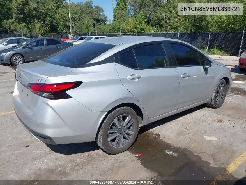 2021 Nissan Versa Sv VIN: 3N1CN8EV3ML839721 Lot: 40264807