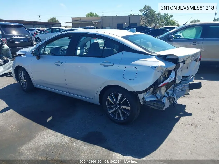 2021 Nissan Versa Sv Xtronic Cvt VIN: 3N1CN8EV6ML881218 Lot: 40304180