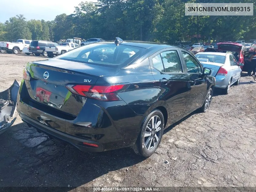 2021 Nissan Versa Sv Xtronic Cvt VIN: 3N1CN8EV0ML889315 Lot: 40364776