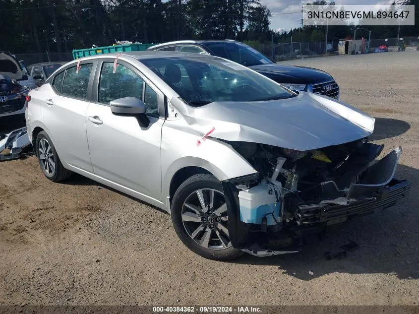 2021 Nissan Versa Sv Xtronic Cvt VIN: 3N1CN8EV6ML894647 Lot: 40384362