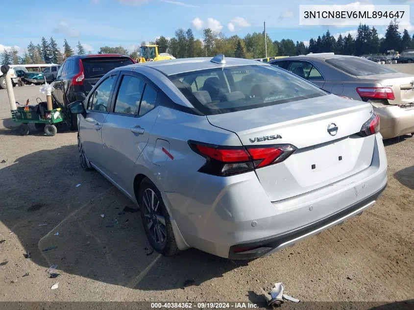 3N1CN8EV6ML894647 2021 Nissan Versa Sv Xtronic Cvt