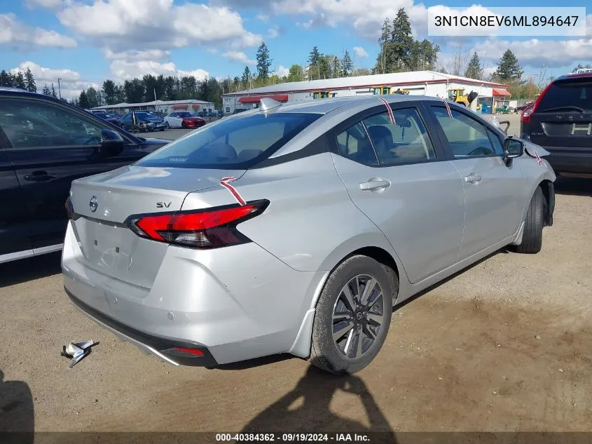 2021 Nissan Versa Sv Xtronic Cvt VIN: 3N1CN8EV6ML894647 Lot: 40384362