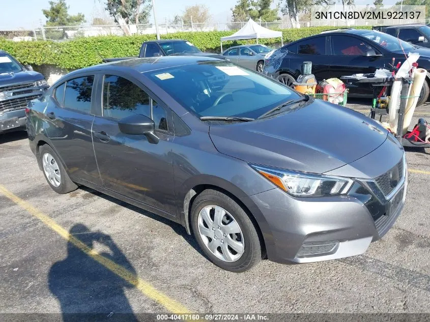 2021 Nissan Versa S Xtronic Cvt VIN: 3N1CN8DV2ML922137 Lot: 40417160