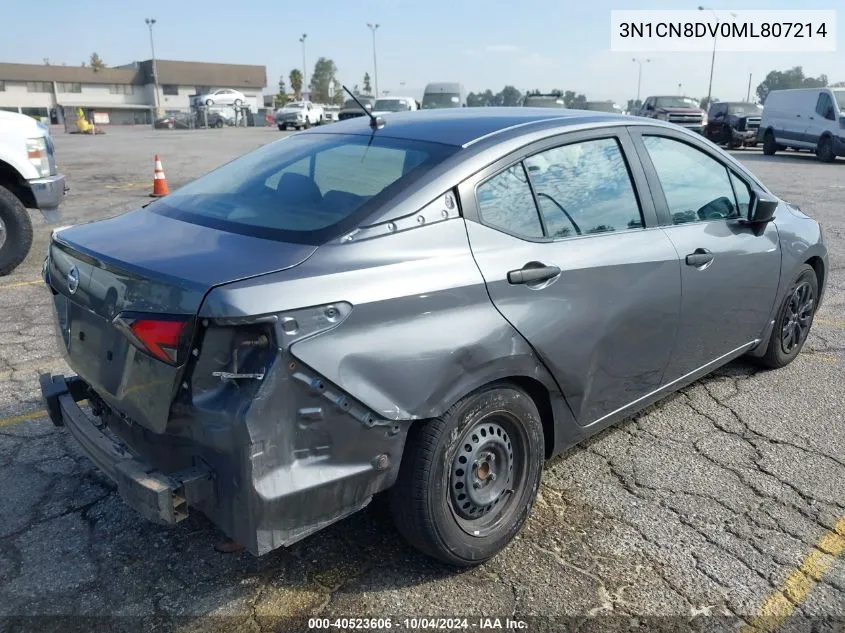 2021 Nissan Versa S Xtronic Cvt VIN: 3N1CN8DV0ML807214 Lot: 40523606