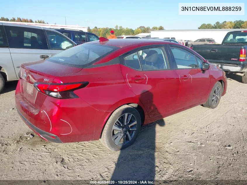 2021 Nissan Versa Sv Xtronic Cvt VIN: 3N1CN8EV0ML888259 Lot: 40694020