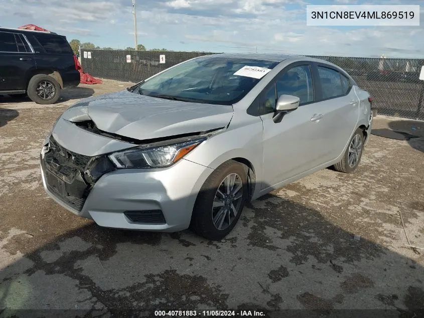 2021 Nissan Versa Sv Xtronic Cvt VIN: 3N1CN8EV4ML869519 Lot: 40781883