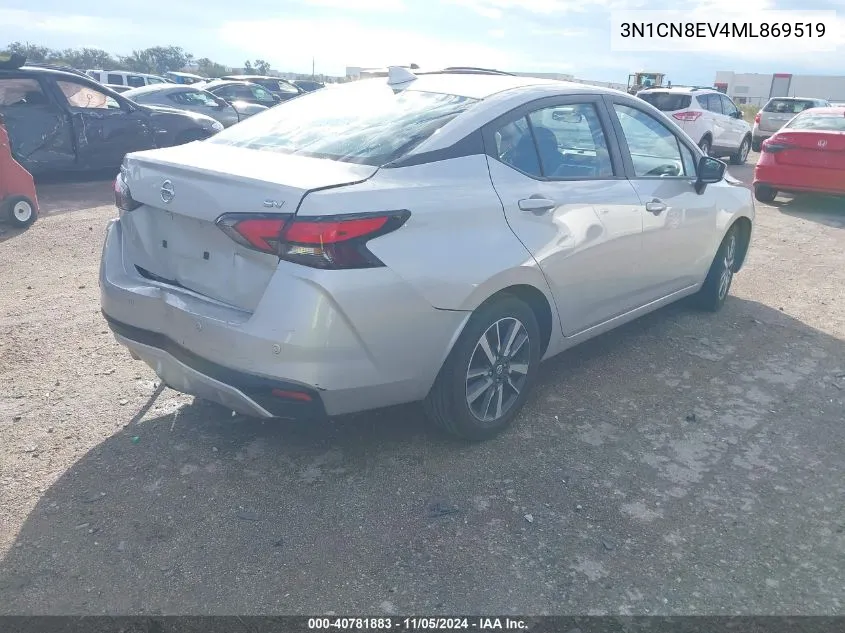 2021 Nissan Versa Sv Xtronic Cvt VIN: 3N1CN8EV4ML869519 Lot: 40781883