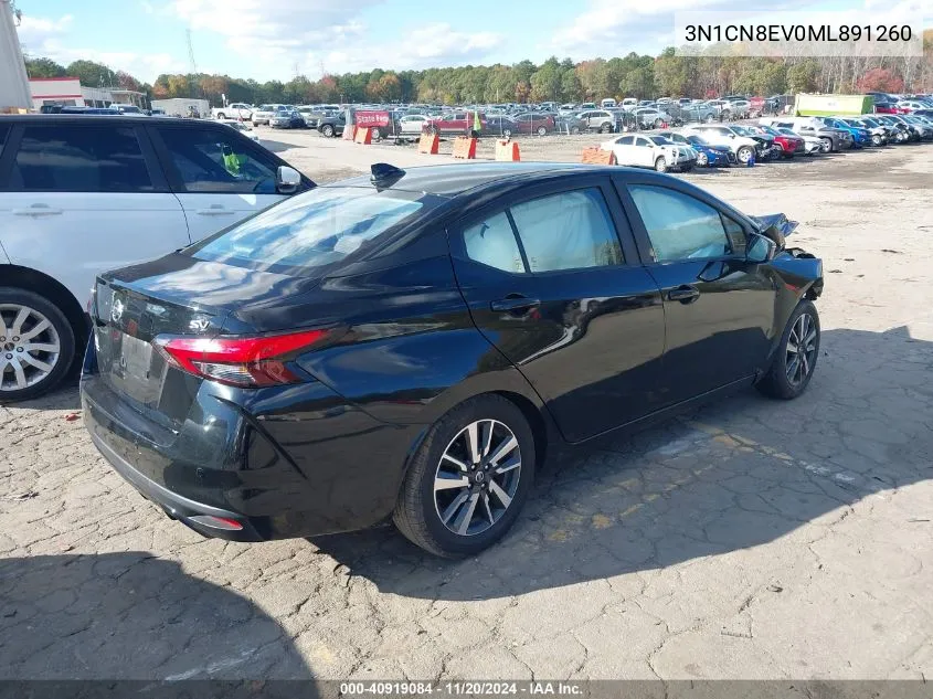 2021 Nissan Versa Sv Xtronic Cvt VIN: 3N1CN8EV0ML891260 Lot: 40919084