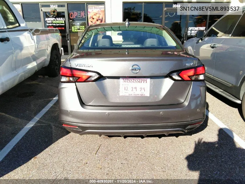 2021 Nissan Versa Sv Xtronic Cvt VIN: 3N1CN8EV5ML893537 Lot: 40930207