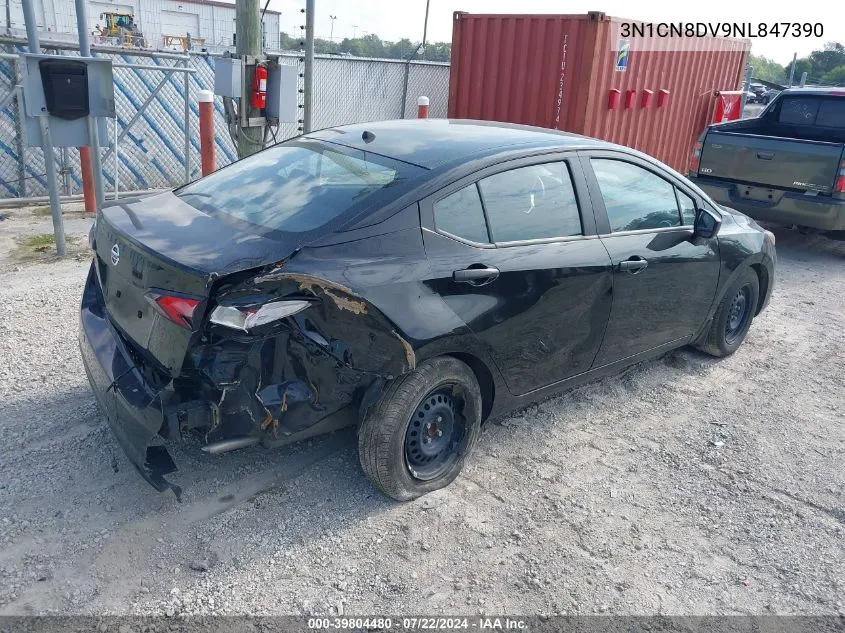 2022 Nissan Versa 1.6 S Xtronic Cvt VIN: 3N1CN8DV9NL847390 Lot: 39804480