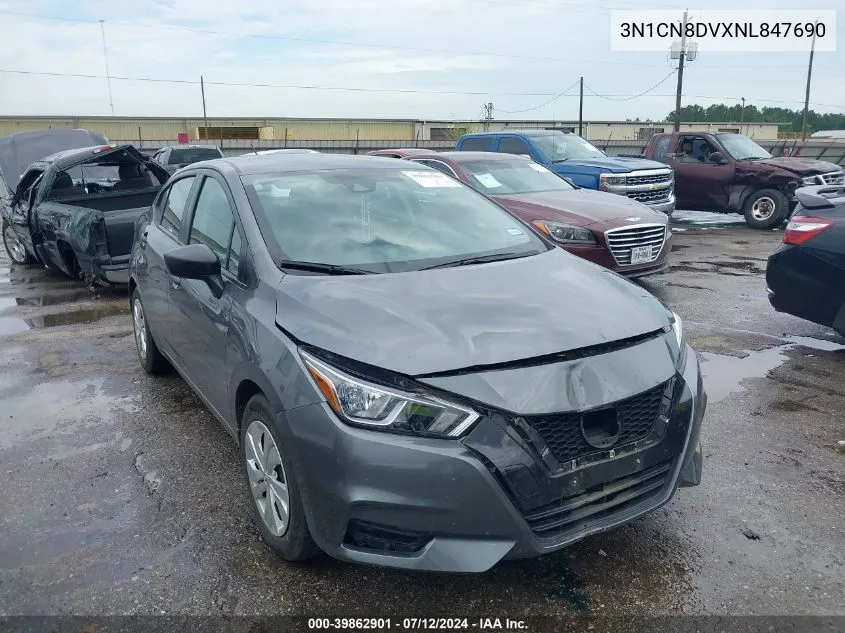 2022 Nissan Versa 1.6 S Xtronic Cvt VIN: 3N1CN8DVXNL847690 Lot: 39862901