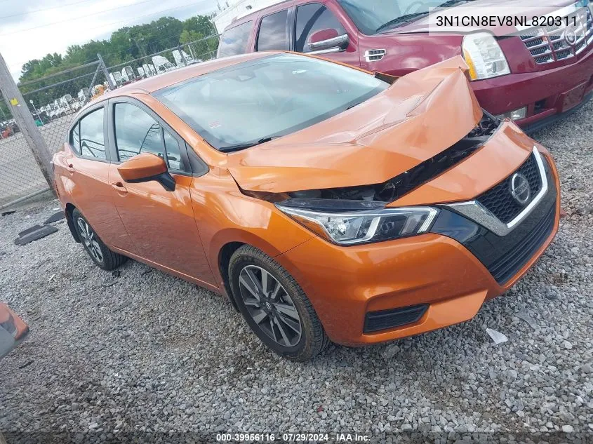 2022 Nissan Versa 1.6 Sv Xtronic Cvt VIN: 3N1CN8EV8NL820311 Lot: 39956116