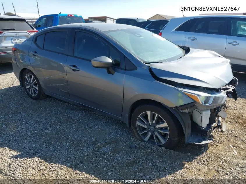 2022 Nissan Versa 1.6 Sv Xtronic Cvt VIN: 3N1CN8EVXNL827647 Lot: 40141478