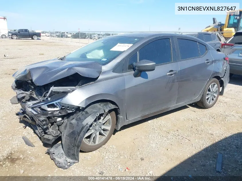 2022 Nissan Versa 1.6 Sv Xtronic Cvt VIN: 3N1CN8EVXNL827647 Lot: 40141478