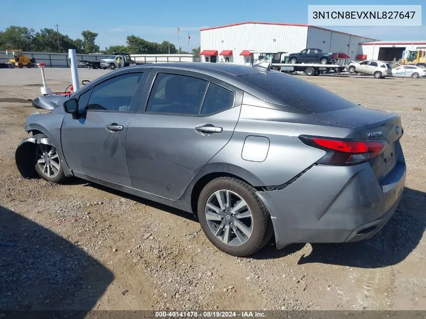 2022 Nissan Versa 1.6 Sv Xtronic Cvt VIN: 3N1CN8EVXNL827647 Lot: 40141478