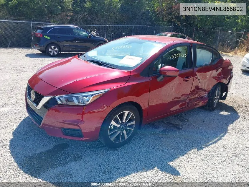 2022 Nissan Versa 1.6 Sv Xtronic Cvt VIN: 3N1CN8EV4NL866802 Lot: 40308427