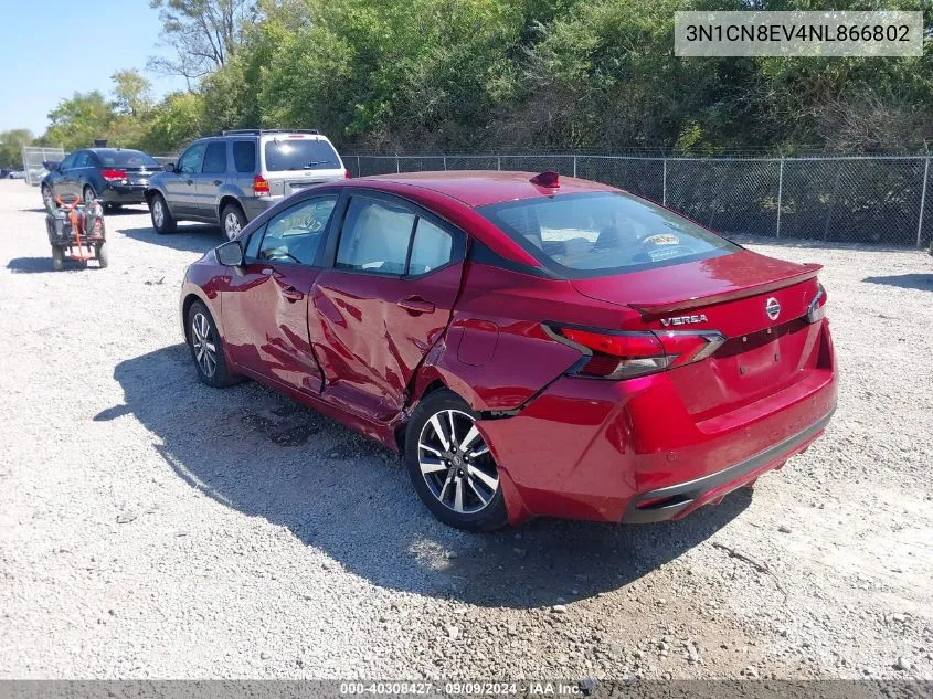 2022 Nissan Versa 1.6 Sv Xtronic Cvt VIN: 3N1CN8EV4NL866802 Lot: 40308427