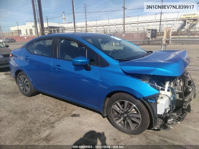 3N1CN8EV7NL839917 2022 Nissan Versa Sv