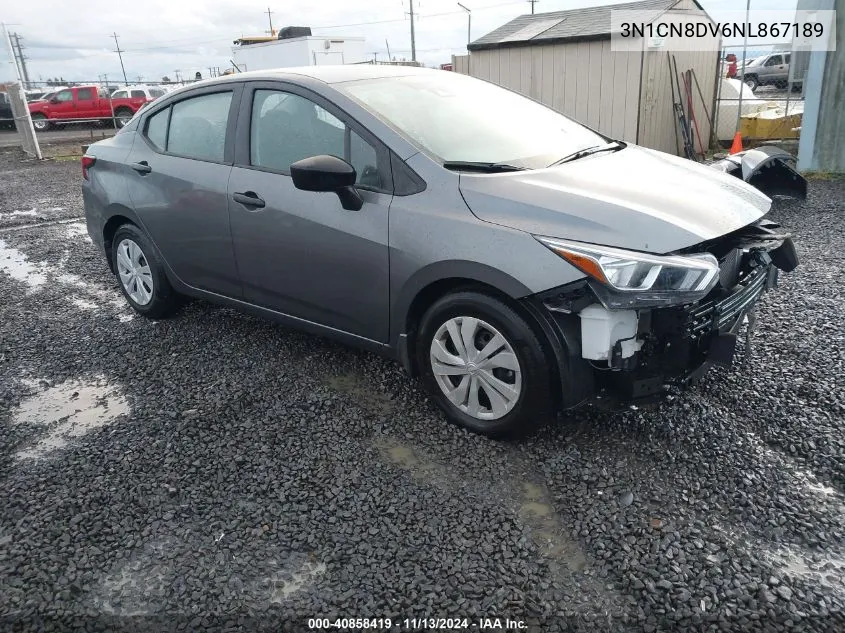 2022 Nissan Versa 1.6 S Xtronic Cvt VIN: 3N1CN8DV6NL867189 Lot: 40858419