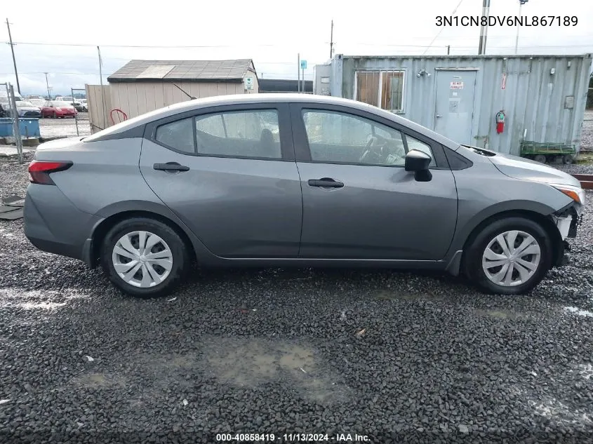 2022 Nissan Versa 1.6 S Xtronic Cvt VIN: 3N1CN8DV6NL867189 Lot: 40858419