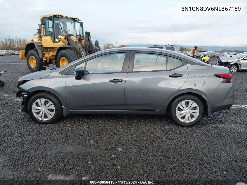 2022 Nissan Versa 1.6 S Xtronic Cvt VIN: 3N1CN8DV6NL867189 Lot: 40858419