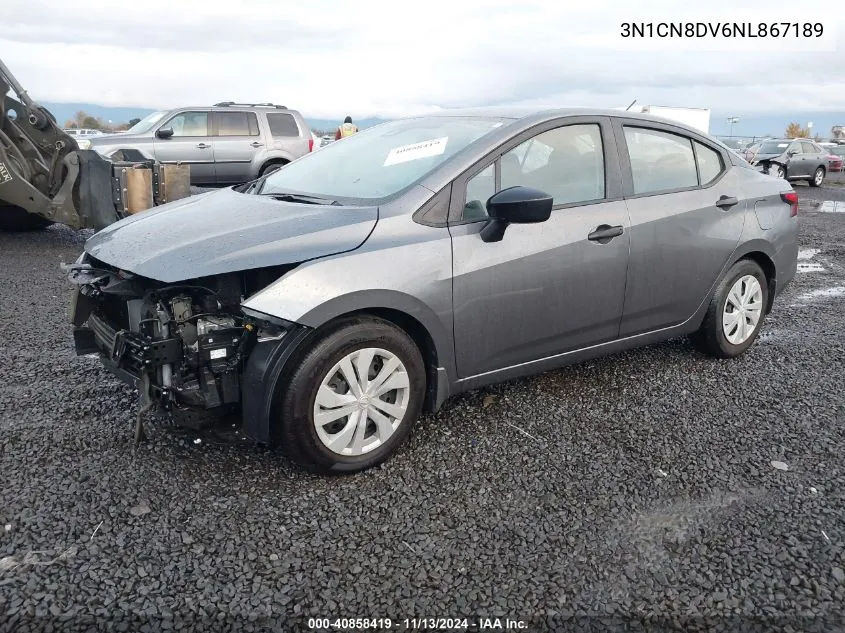 2022 Nissan Versa 1.6 S Xtronic Cvt VIN: 3N1CN8DV6NL867189 Lot: 40858419