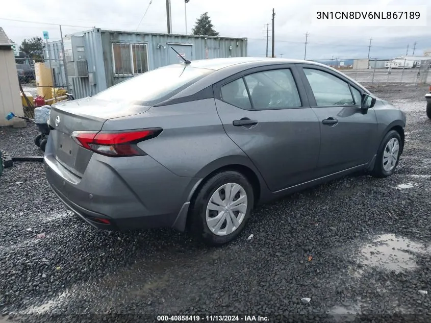 2022 Nissan Versa 1.6 S Xtronic Cvt VIN: 3N1CN8DV6NL867189 Lot: 40858419