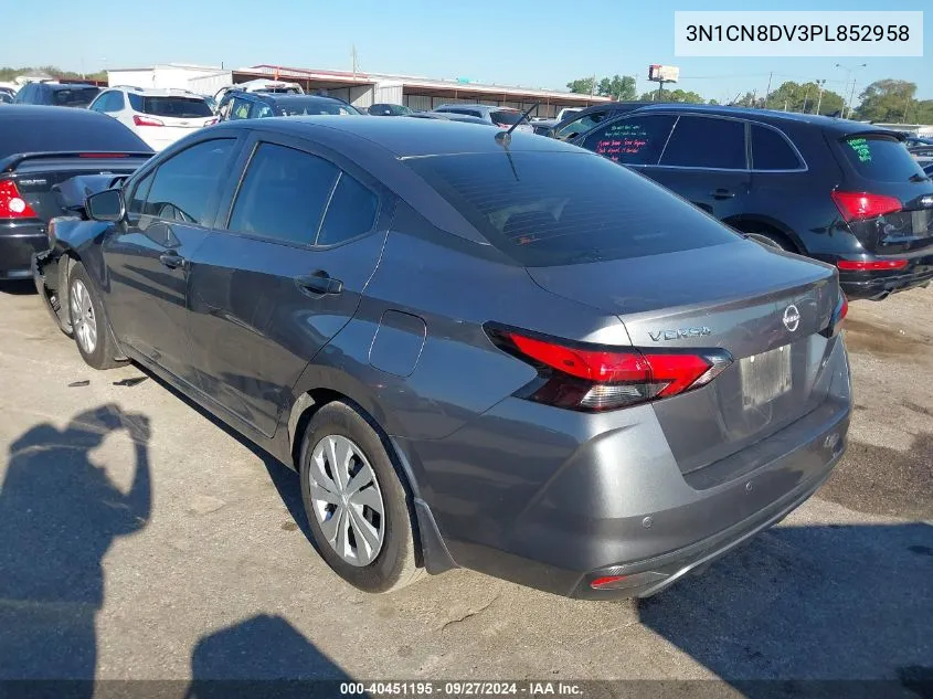 2023 Nissan Versa 1.6 S Xtronic Cvt VIN: 3N1CN8DV3PL852958 Lot: 40451195