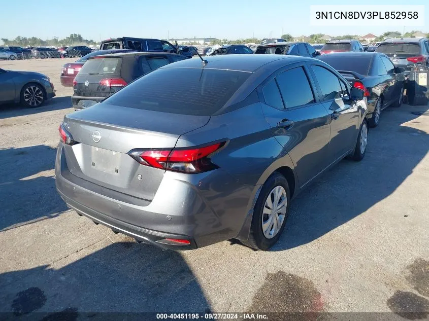 2023 Nissan Versa 1.6 S Xtronic Cvt VIN: 3N1CN8DV3PL852958 Lot: 40451195