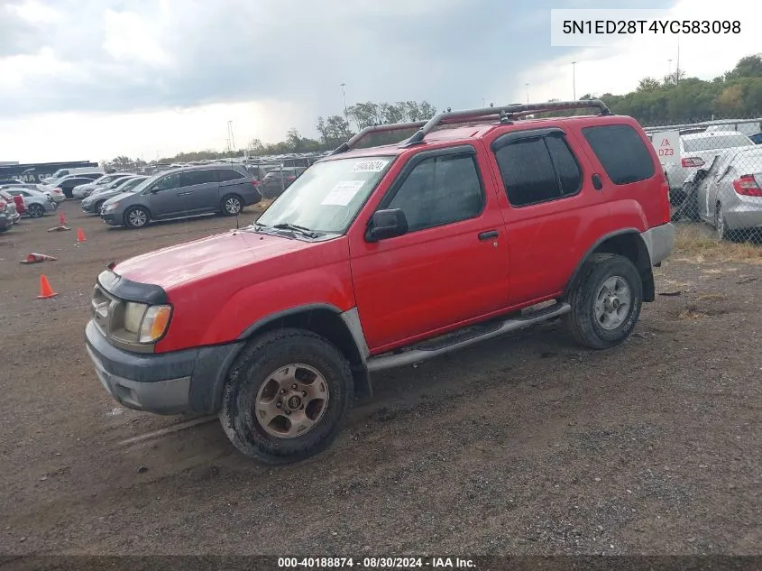 2000 Nissan Xterra Se/Xe VIN: 5N1ED28T4YC583098 Lot: 40188874