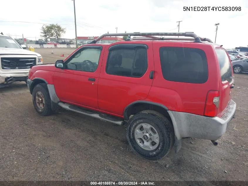 2000 Nissan Xterra Se/Xe VIN: 5N1ED28T4YC583098 Lot: 40188874