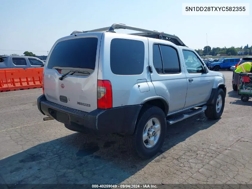 2000 Nissan Xterra Xe I4 VIN: 5N1DD28TXYC582355 Lot: 40259049