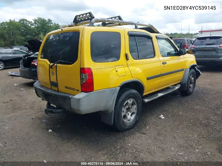 2000 Nissan Xterra Se/Xe VIN: 5N1ED28Y4YC539145 Lot: 40278114