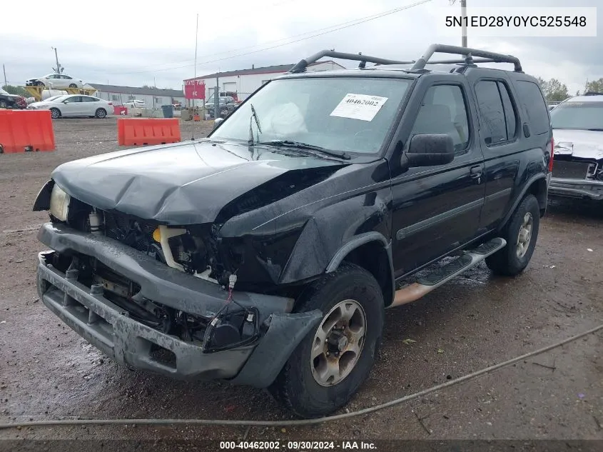 2000 Nissan Xterra Xe/Se VIN: 5N1ED28Y0YC525548 Lot: 40462002