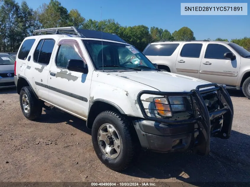 2000 Nissan Xterra Se/Xe VIN: 5N1ED28Y1YC571891 Lot: 40490504