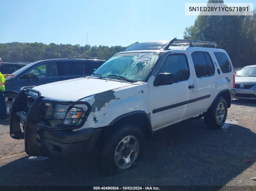 2000 Nissan Xterra Se/Xe VIN: 5N1ED28Y1YC571891 Lot: 40490504