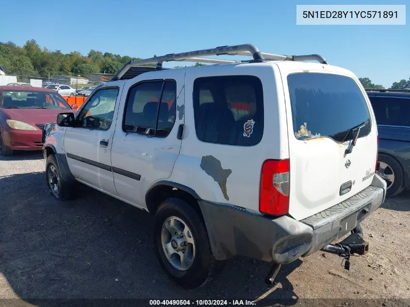 2000 Nissan Xterra Se/Xe VIN: 5N1ED28Y1YC571891 Lot: 40490504