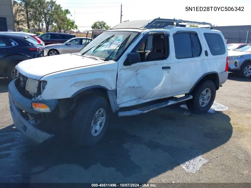 2000 Nissan Xterra Se/Xe VIN: 5N1ED28T0YC506342 Lot: 40511496