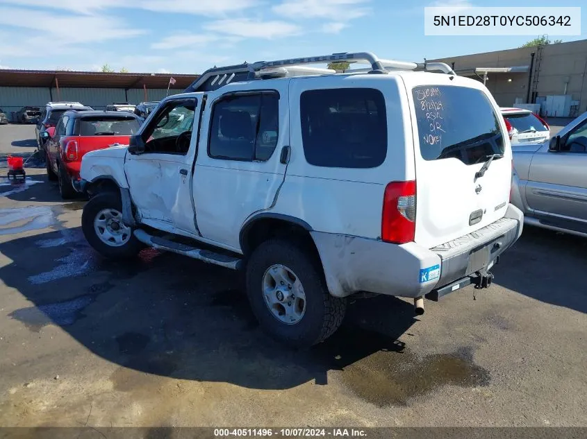 2000 Nissan Xterra Se/Xe VIN: 5N1ED28T0YC506342 Lot: 40511496