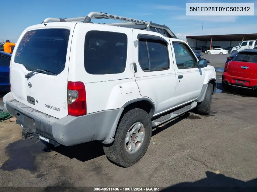 2000 Nissan Xterra Se/Xe VIN: 5N1ED28T0YC506342 Lot: 40511496