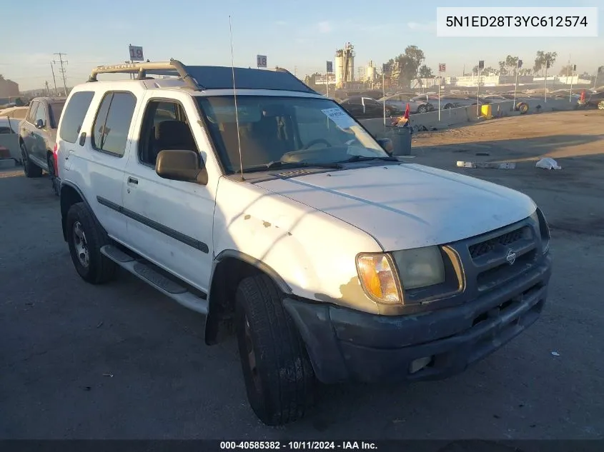 2000 Nissan Xterra Xe/Se VIN: 5N1ED28T3YC612574 Lot: 40585382