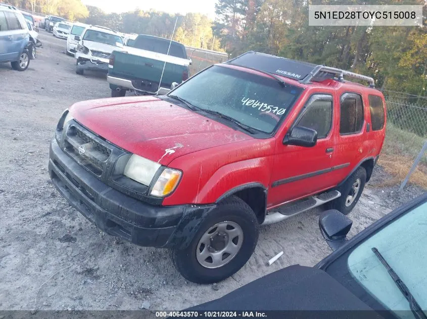 2000 Nissan Xterra Xe/Se VIN: 5N1ED28TOYC515008 Lot: 40643570