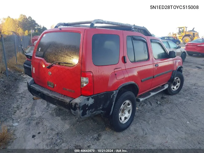 2000 Nissan Xterra Xe/Se VIN: 5N1ED28TOYC515008 Lot: 40643570