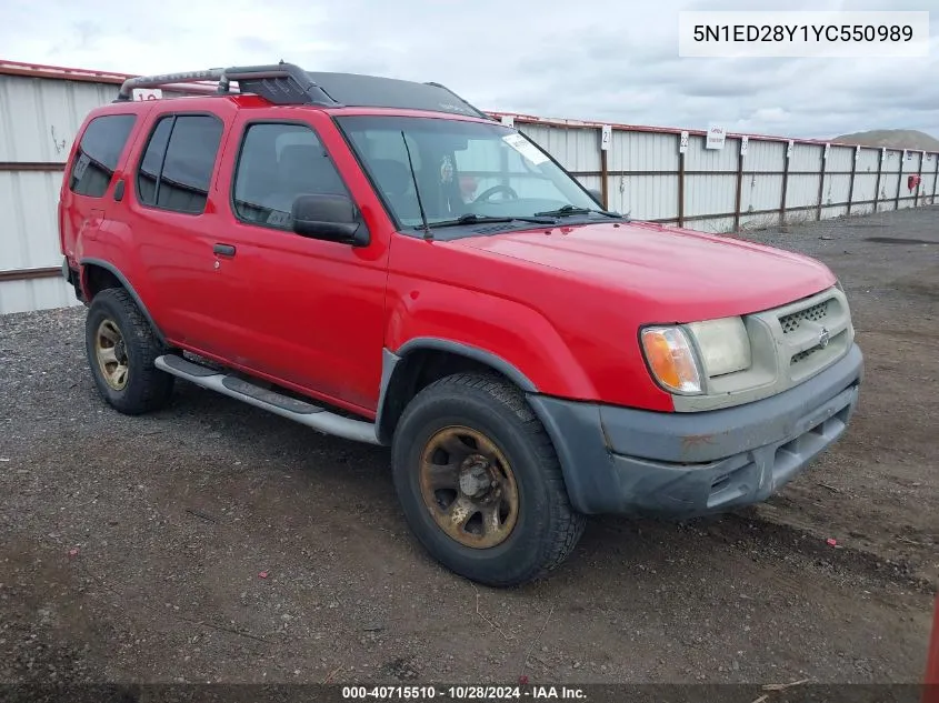 2000 Nissan Xterra Se/Xe VIN: 5N1ED28Y1YC550989 Lot: 40715510