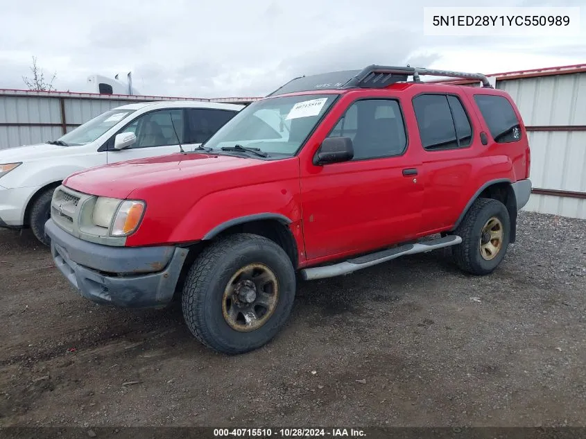 2000 Nissan Xterra Se/Xe VIN: 5N1ED28Y1YC550989 Lot: 40715510