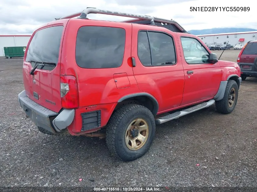 2000 Nissan Xterra Se/Xe VIN: 5N1ED28Y1YC550989 Lot: 40715510